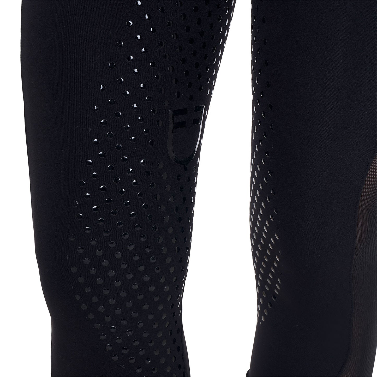 Leggings de mujer full grip con insertos perforados Equestro - Negro