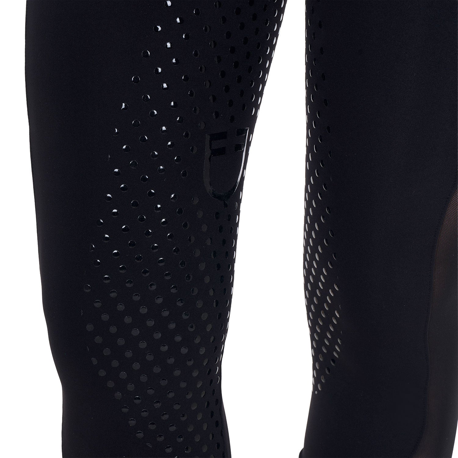 Leggings de mujer full grip con insertos perforados Equestro - Negro