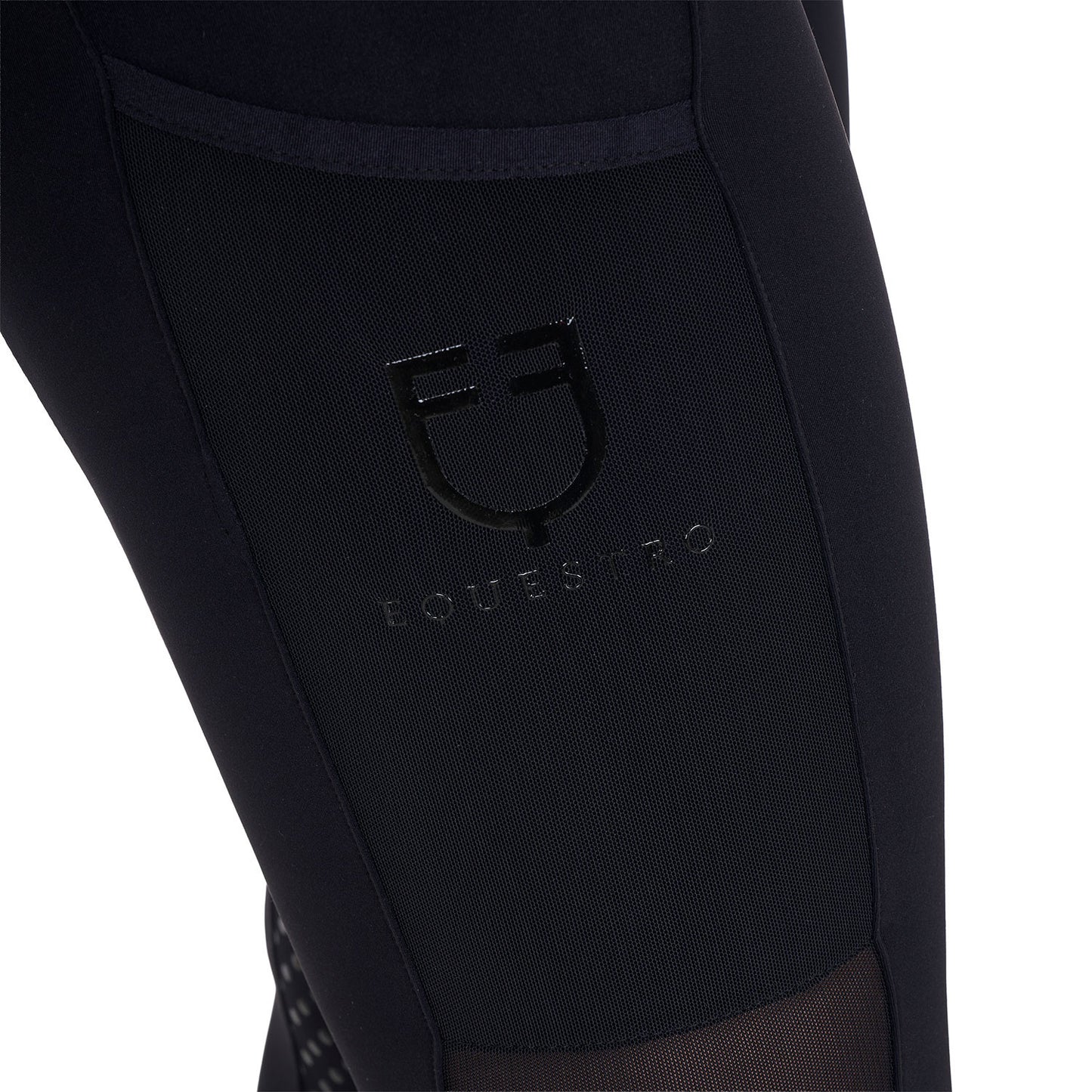 Leggings de mujer full grip con insertos perforados Equestro - Negro