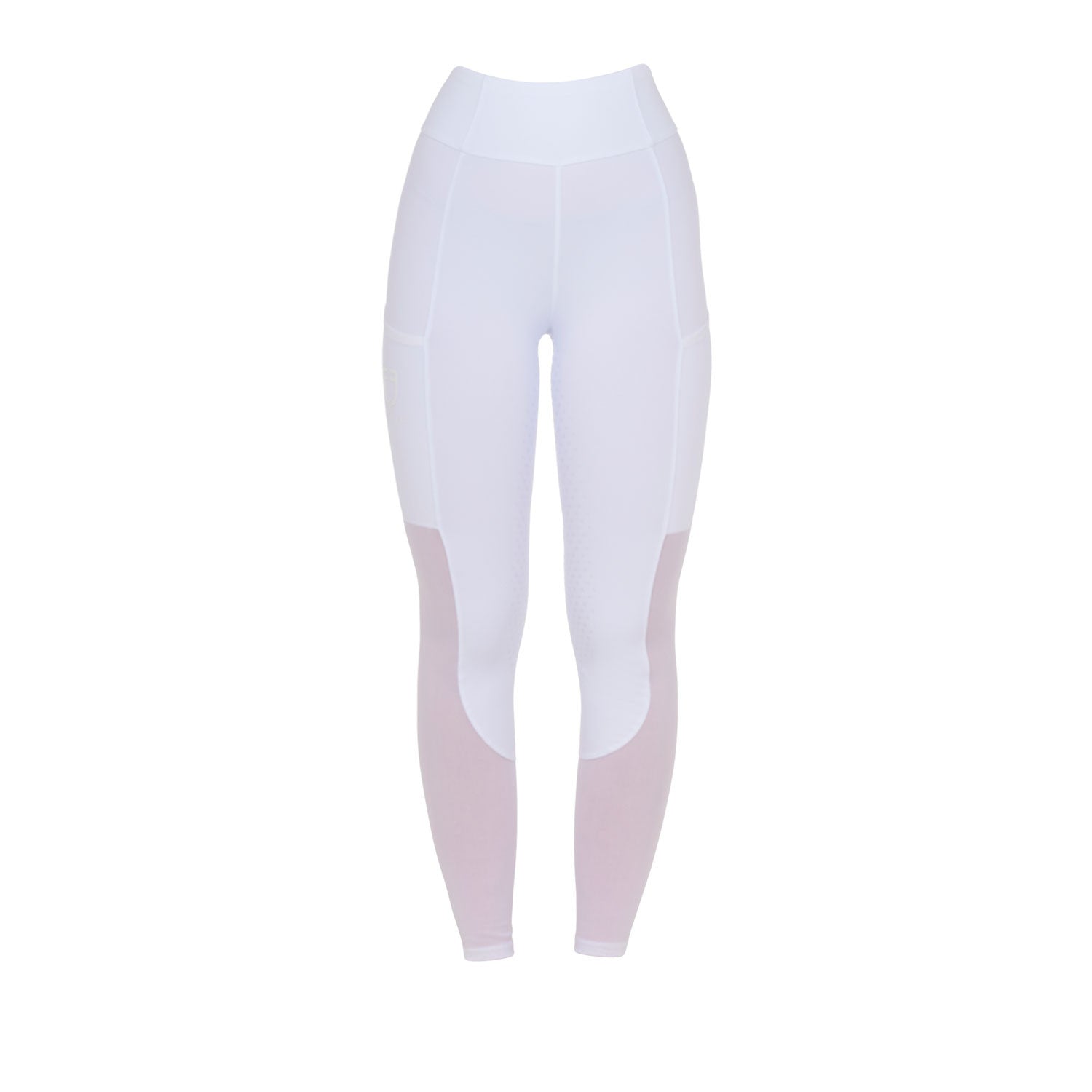 Leggings de mujer full grip con insertos perforados Equestro - Blanco