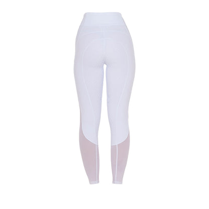 Leggings de mujer full grip con insertos perforados Equestro - Blanco