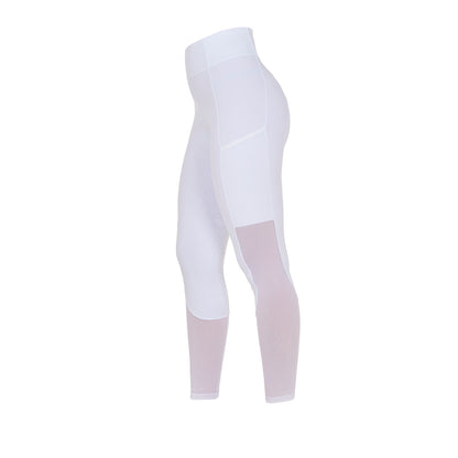 Leggings de mujer full grip con insertos perforados Equestro - Blanco