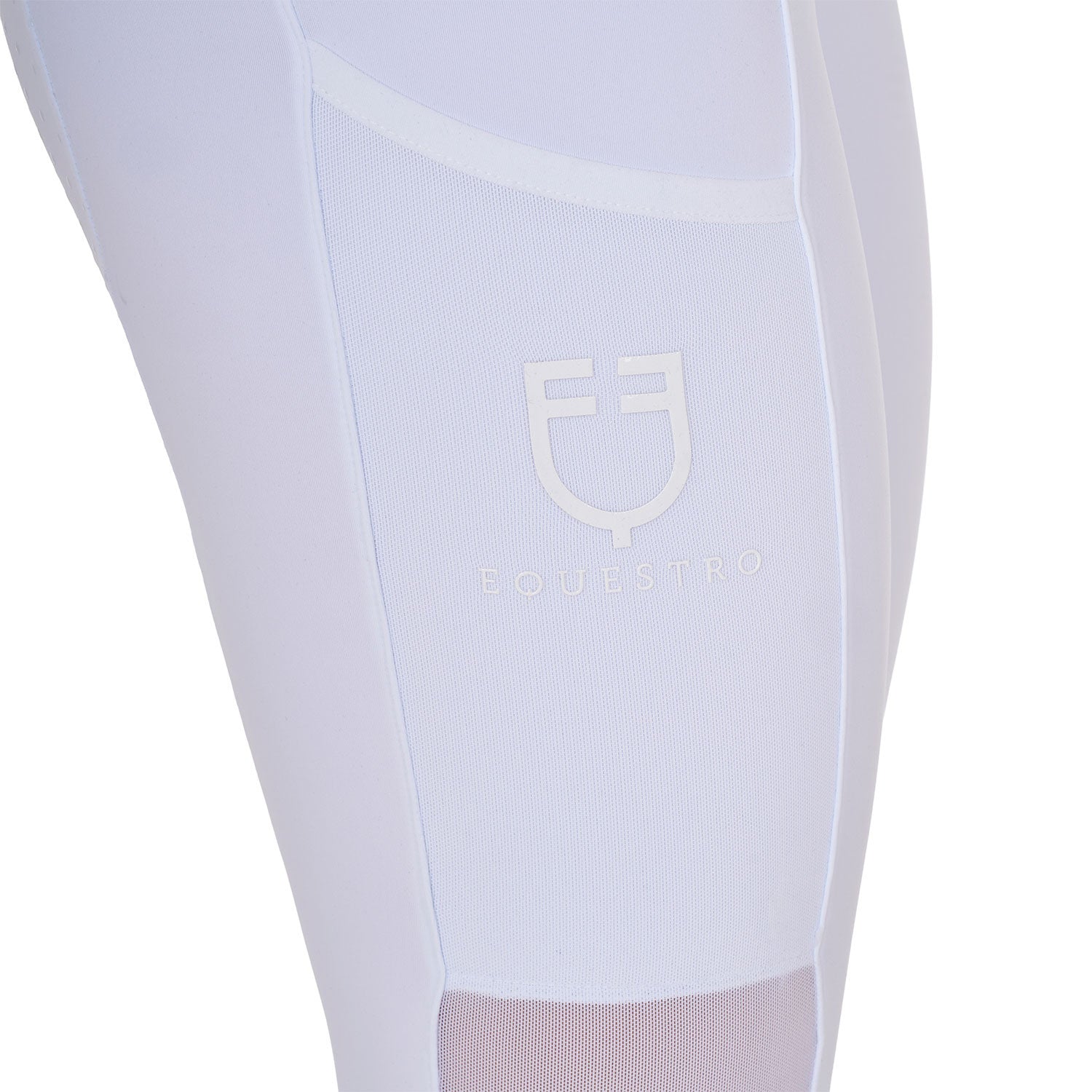 Leggings de mujer full grip con insertos perforados Equestro - Blanco