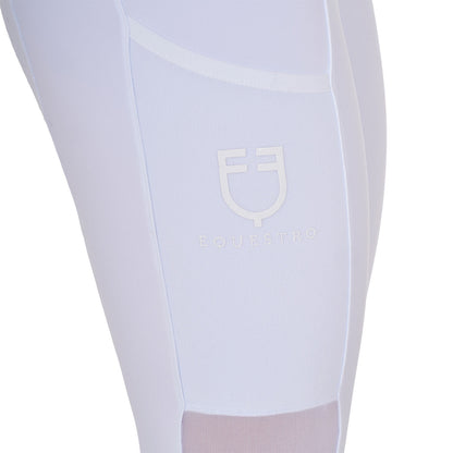 Leggings de mujer full grip con insertos perforados Equestro - Blanco