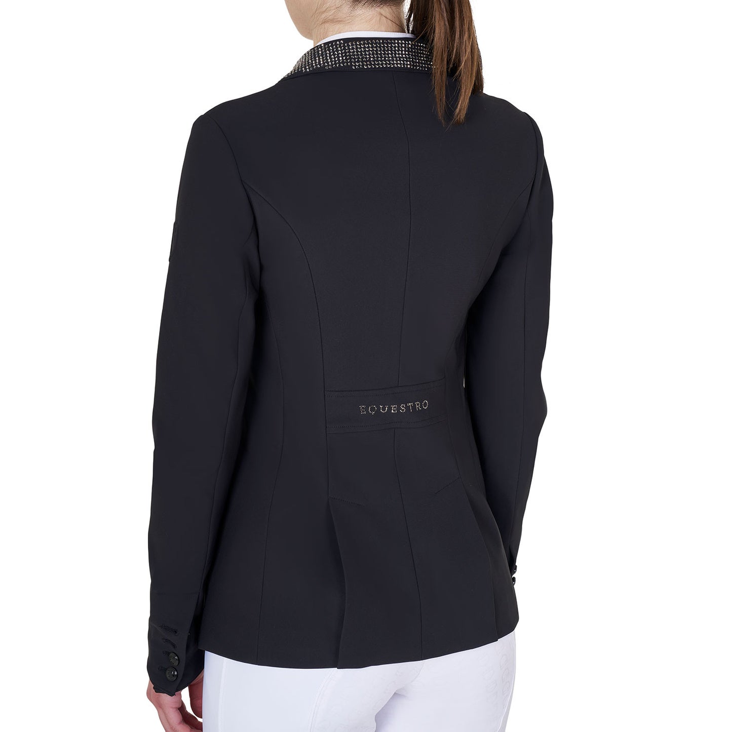 Chaqueta de equitación con strass de la colección Black Label para mujer competición Equestro - Negro