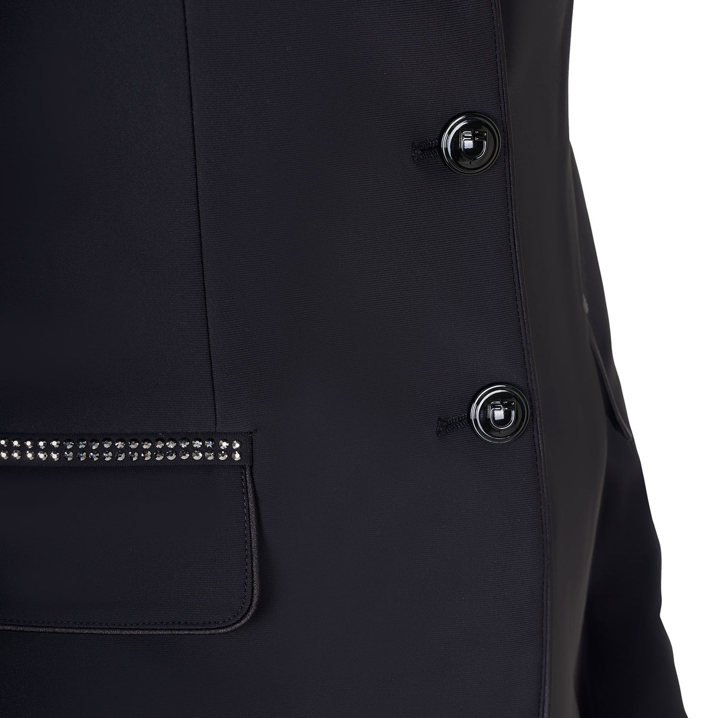 Chaqueta de equitación con strass de la colección Black Label para mujer competición Equestro - Negro