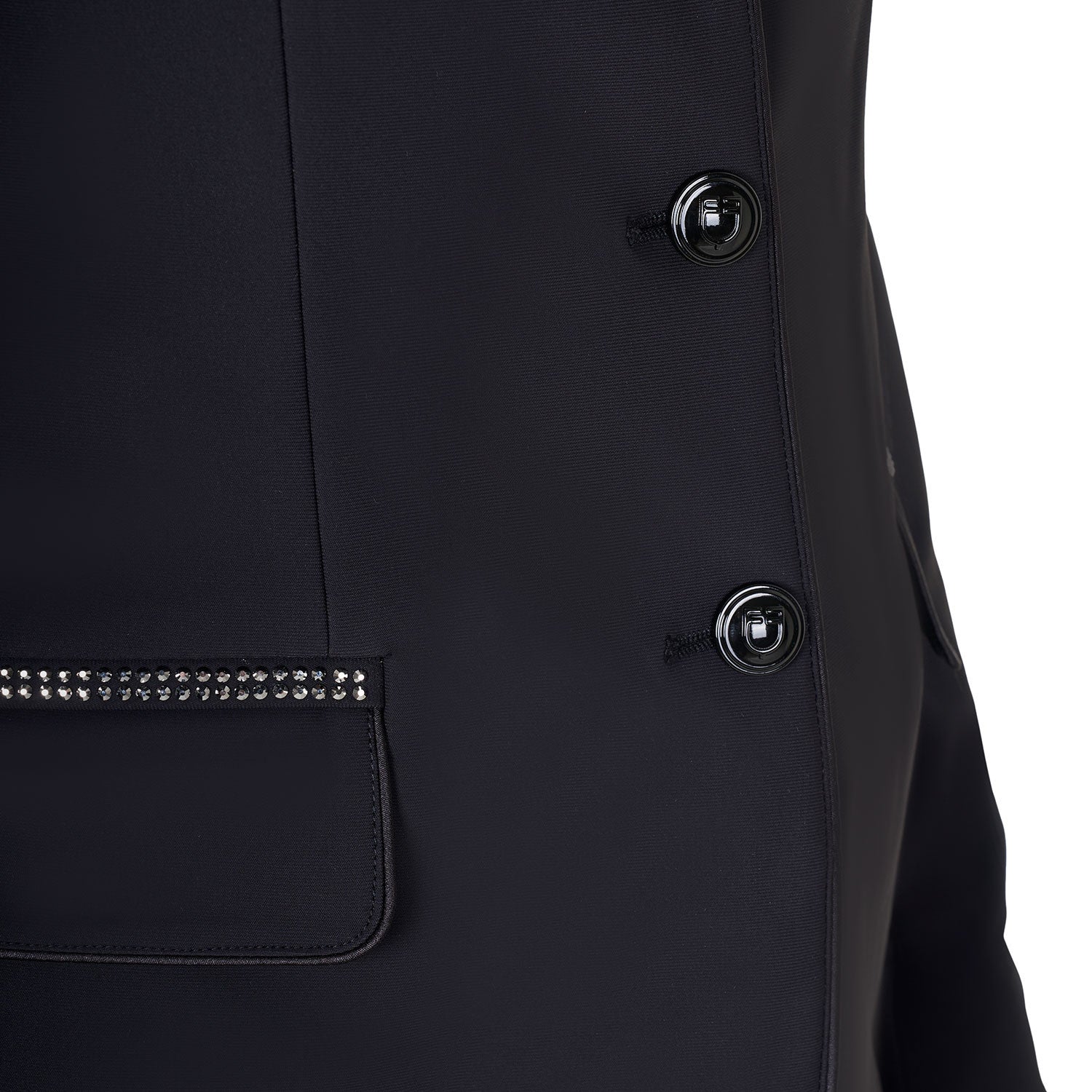 Chaqueta de equitación con strass de la colección Black Label para mujer competición Equestro - Negro