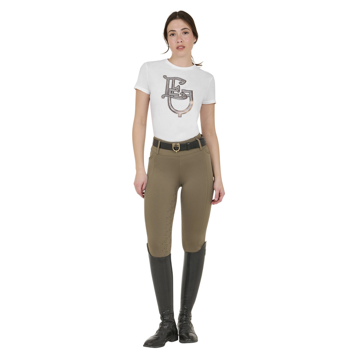 Mallas técnicas híbridas para mujer Equestro - Walnut