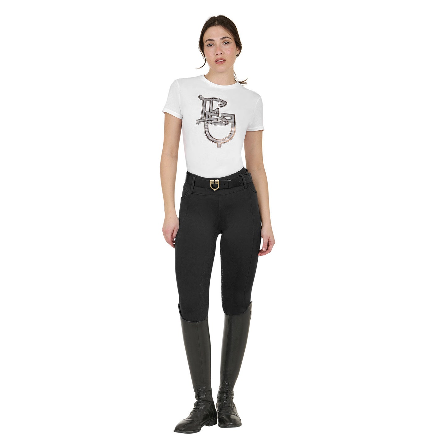 Mallas técnicas híbridas para mujer Equestro - Negro