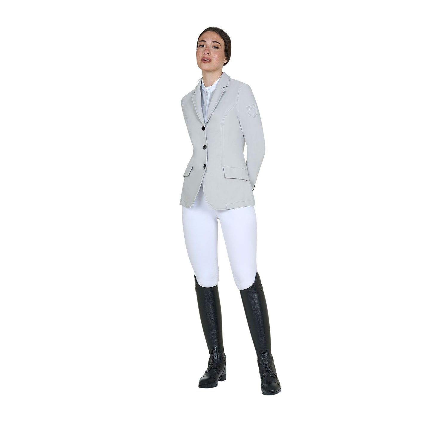 Chaqueta de concurso para mujer con logo en relieve Equestro - Harbor Mist