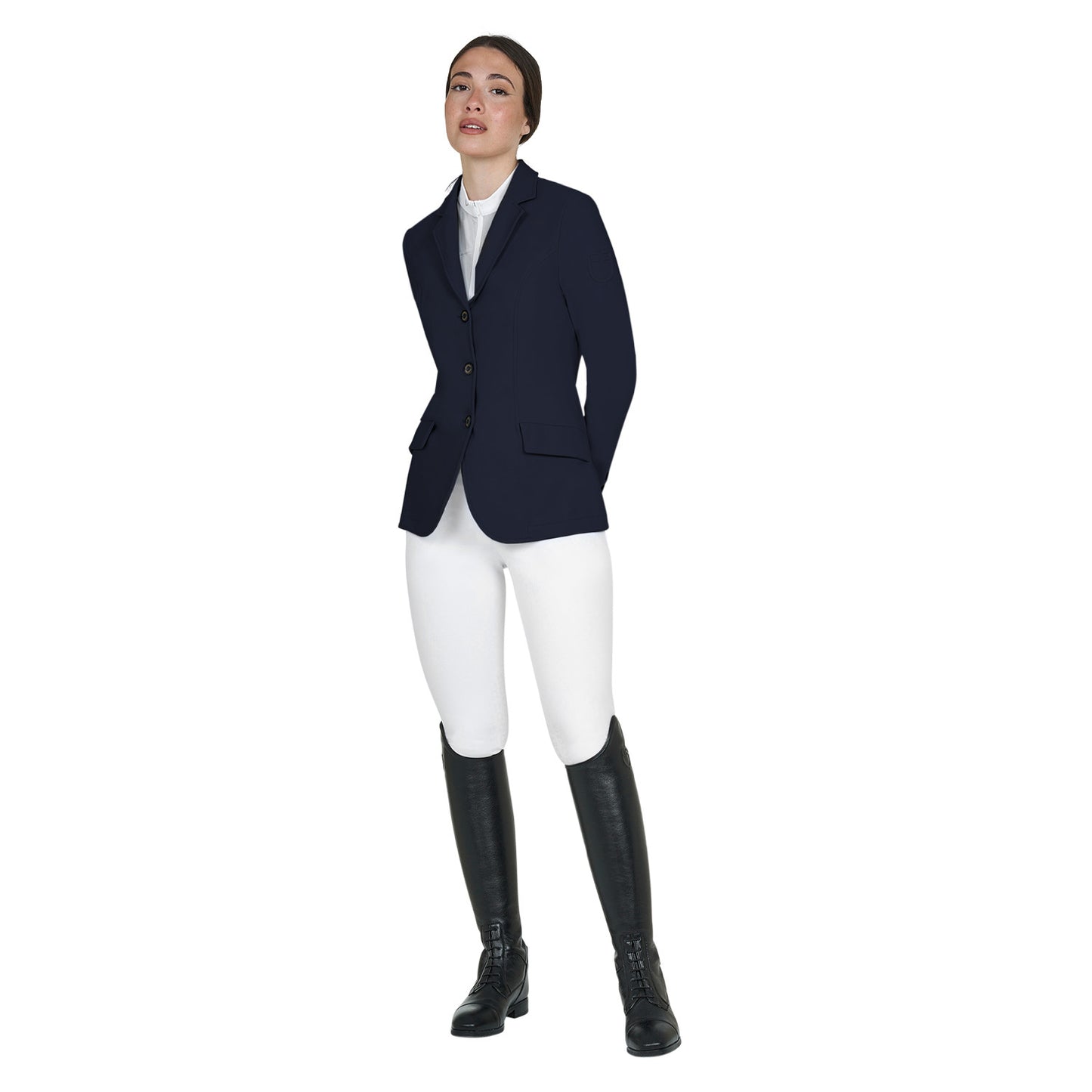Chaqueta de concurso para mujer con logo en relieve Equestro - Navy Blazer