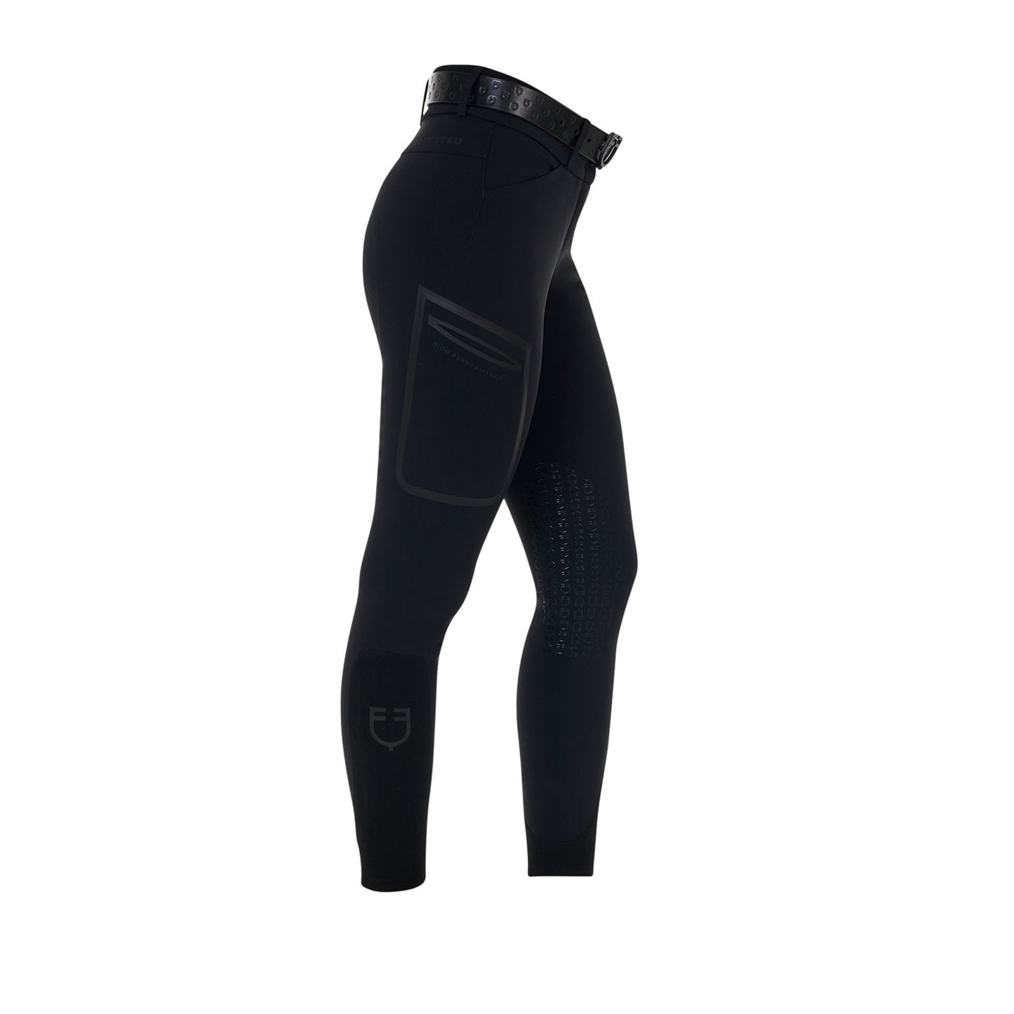Pantalones de montar de talle alto con rodillera Ridertechnology para mujer Equestro - Negro