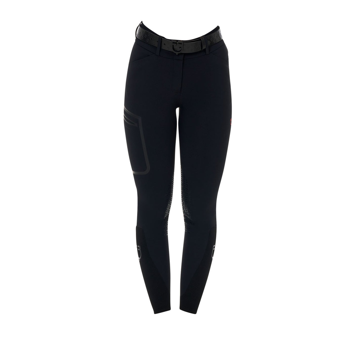 Pantalones de montar de talle alto con rodillera Ridertechnology para mujer Equestro - Negro