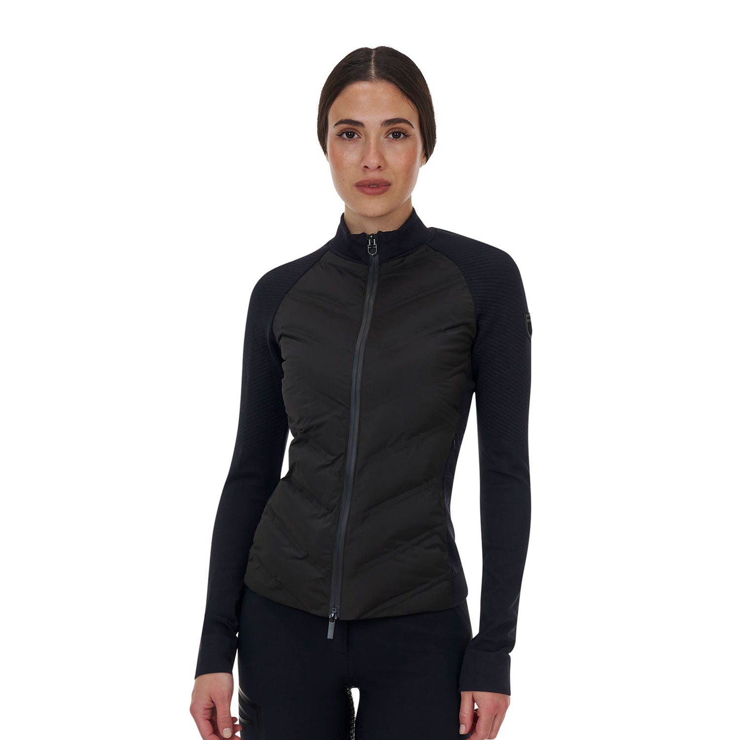 Chaqueta acolchada híbrida de nylon y punto con cremallera completa Ridertechnology para mujer Equestro