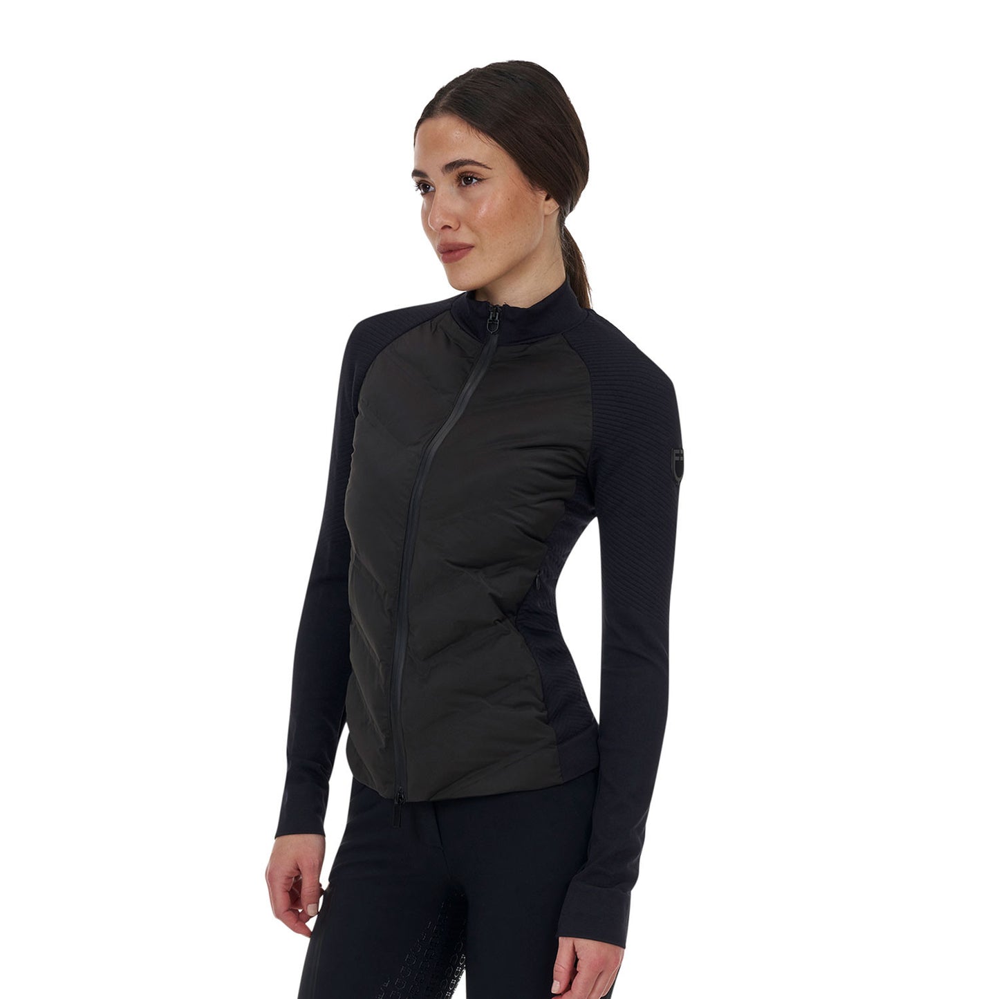 Chaqueta acolchada híbrida de nylon y punto con cremallera completa Ridertechnology para mujer Equestro - Negro