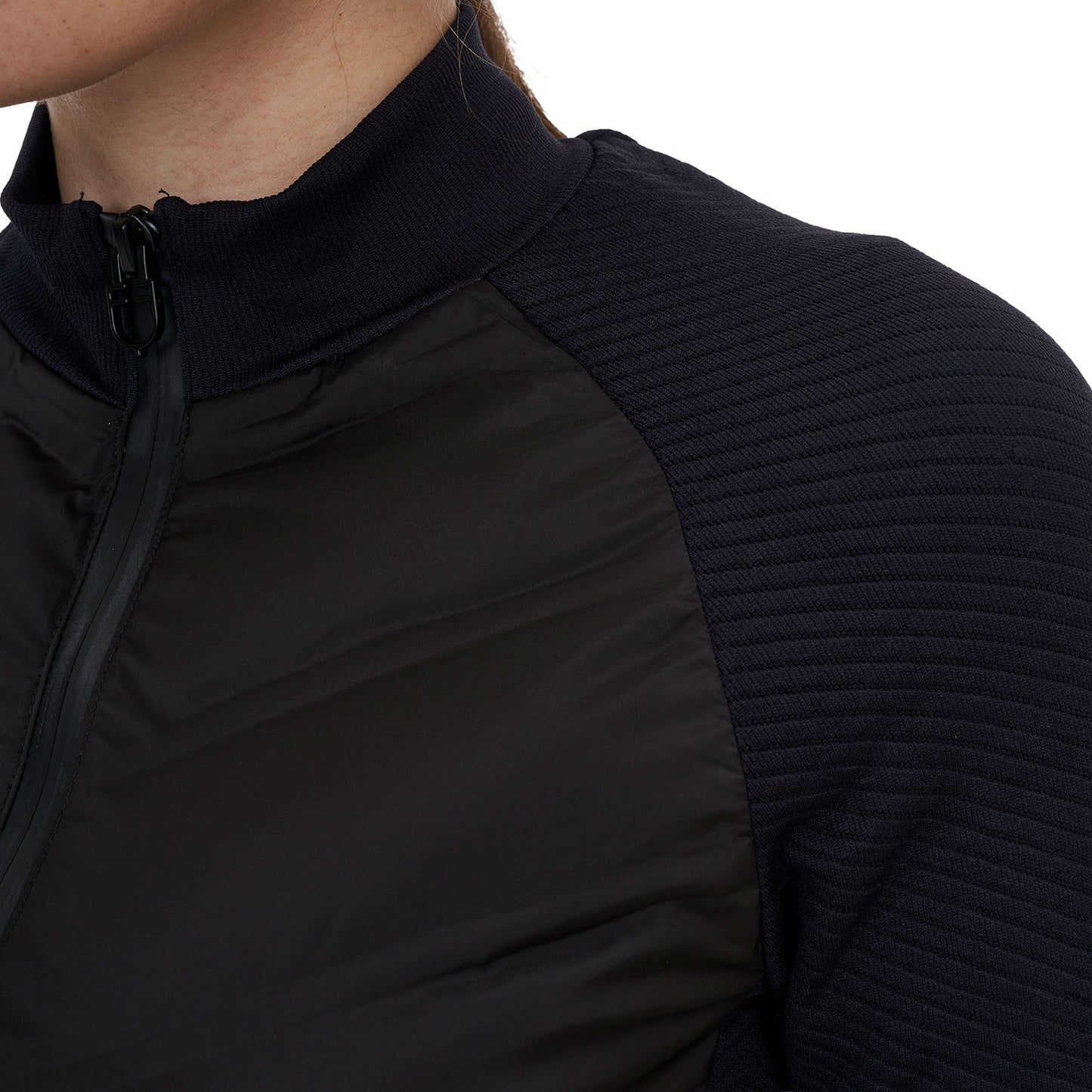 Chaqueta acolchada híbrida de nylon y punto con cremallera completa Ridertechnology para mujer Equestro - Negro