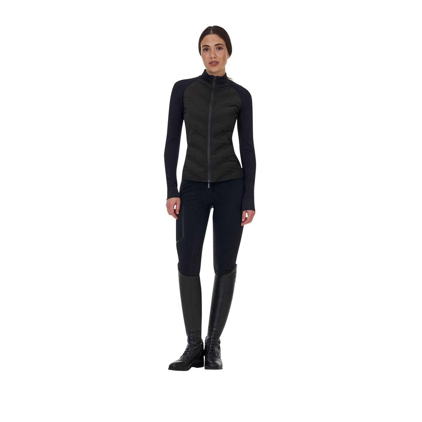 Chaqueta acolchada híbrida de nylon y punto con cremallera completa Ridertechnology para mujer Equestro - Negro