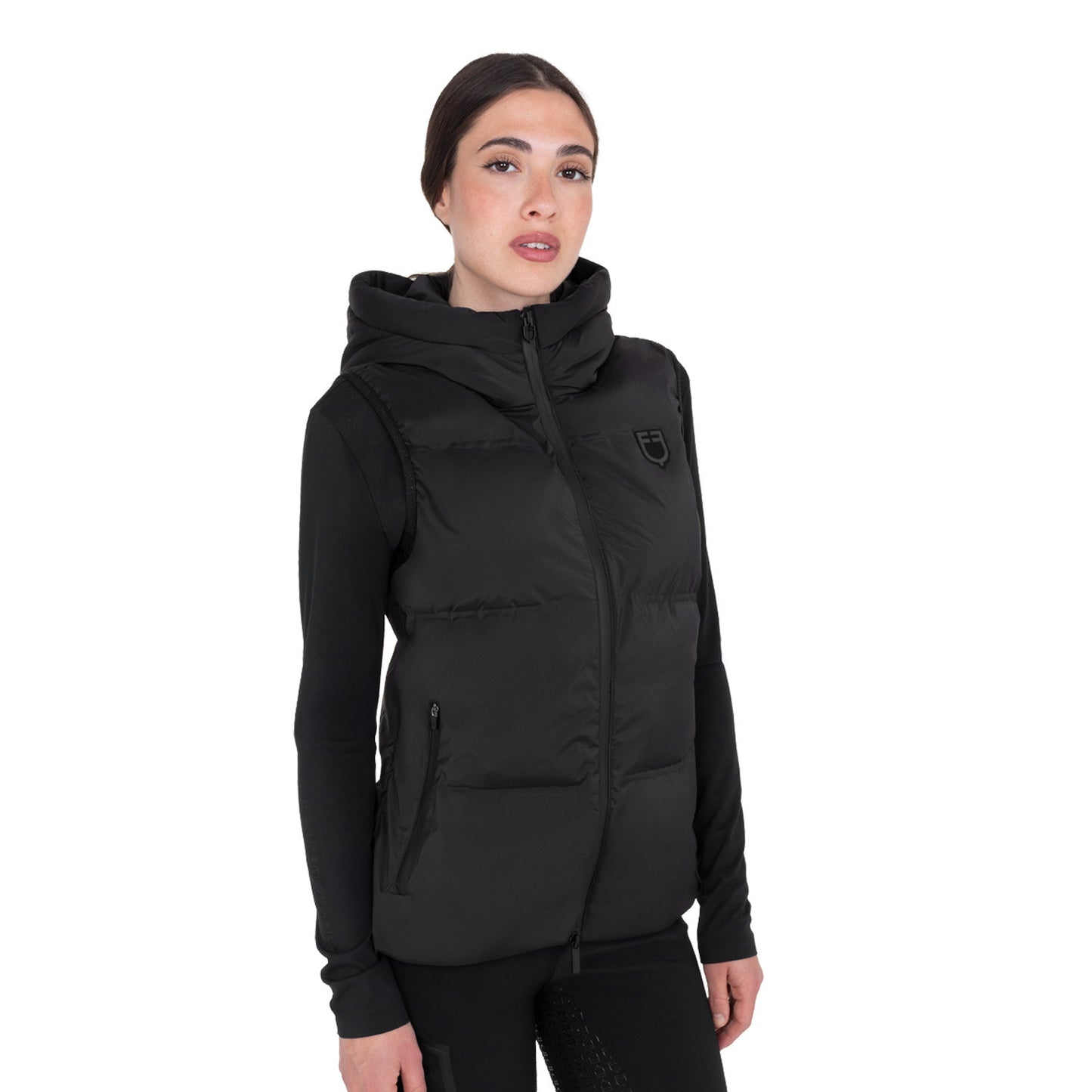 Chaleco técnico para mujer con capucha Ridertechnology Equestro - Negro
