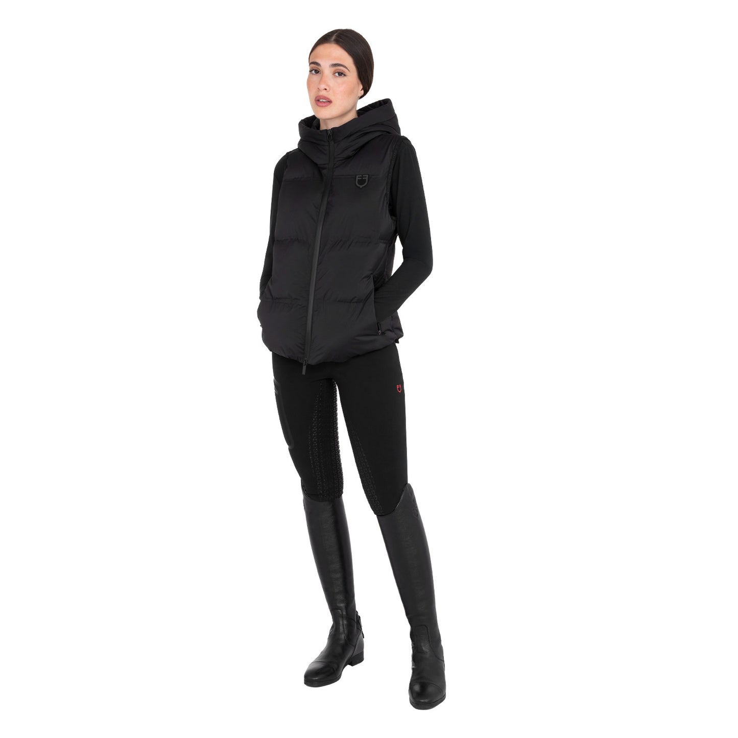 Chaleco técnico para mujer con capucha Ridertechnology Equestro - Negro