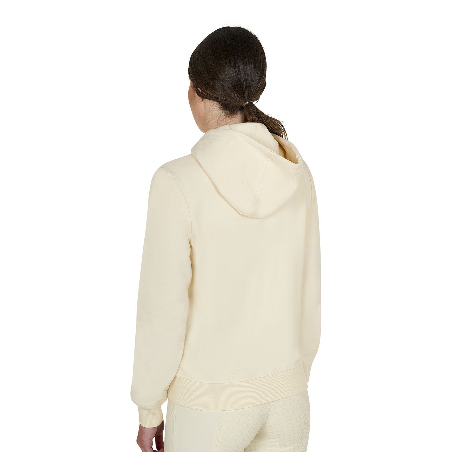 Sudadera de mujer con capucha ajustable y cremallera Equestro - Antique White