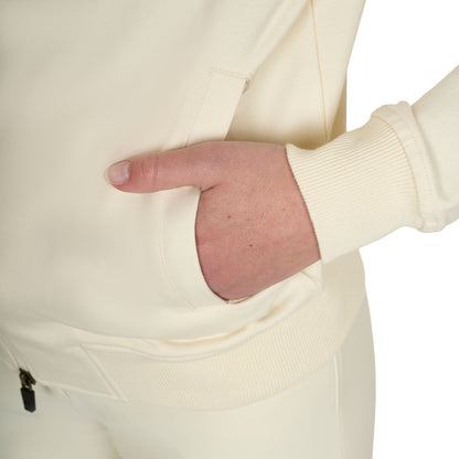 Sudadera de mujer con capucha ajustable y cremallera Equestro - Antique White