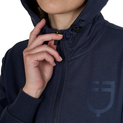 Sudadera de mujer con capucha ajustable y cremallera Equestro - Navy Blazer