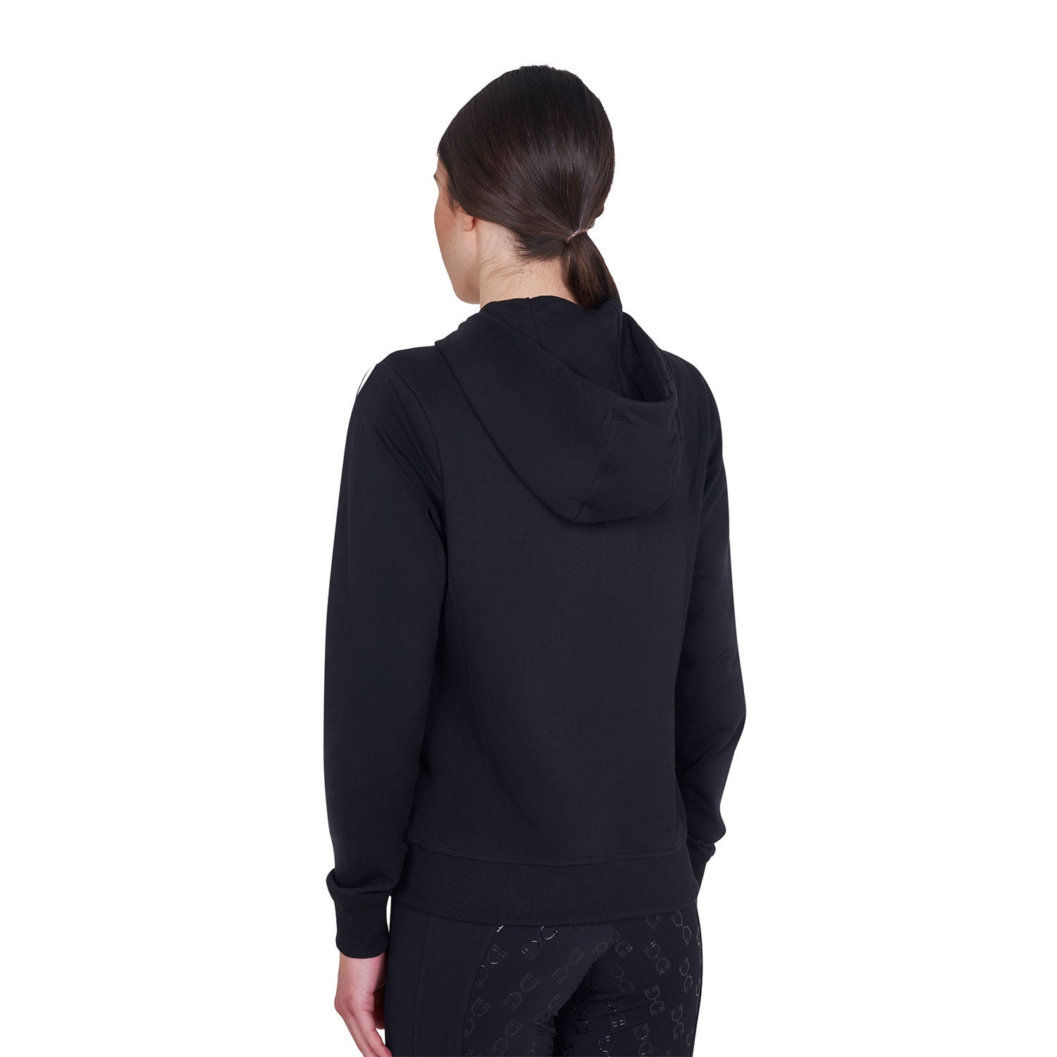 Sudadera de mujer con capucha ajustable y cremallera Equestro - Negro