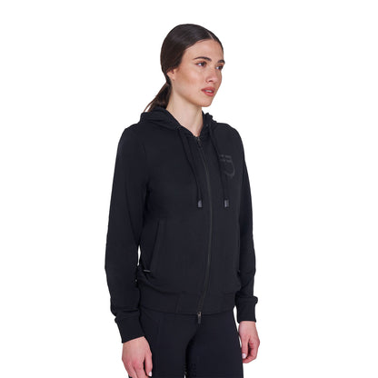 Sudadera de mujer con capucha ajustable y cremallera Equestro - Negro