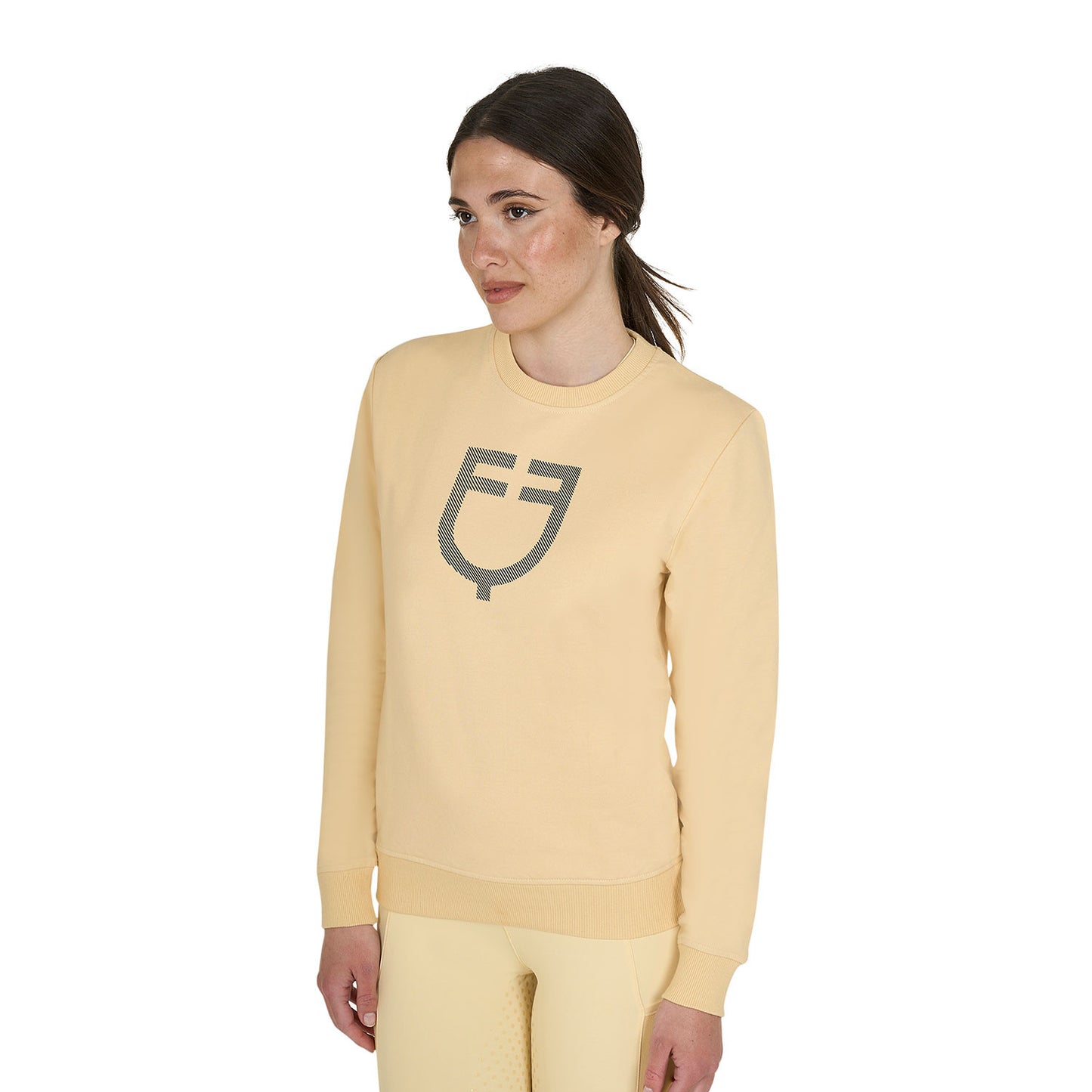 Sudadera de mujer con cuello redondo y logo en el pecho Equestro - Sunlight