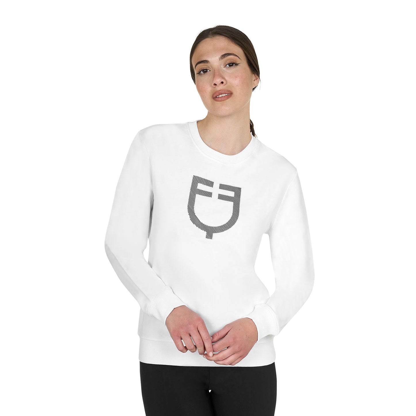 Sudadera de mujer con cuello redondo y logo en el pecho Equestro - Blanco