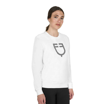 Sudadera de mujer con cuello redondo y logo en el pecho Equestro - Blanco