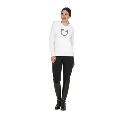 Sudadera de mujer con cuello redondo y logo en el pecho Equestro - Blanco