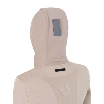 Sudadera técnica de mujer con capucha e insertos de micromalla Equestro - Oxford Tan