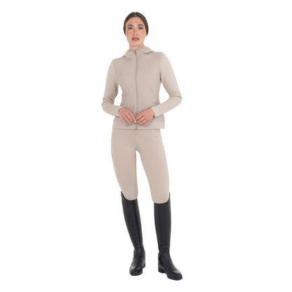 Sudadera técnica de mujer con capucha e insertos de micromalla Equestro - Oxford Tan