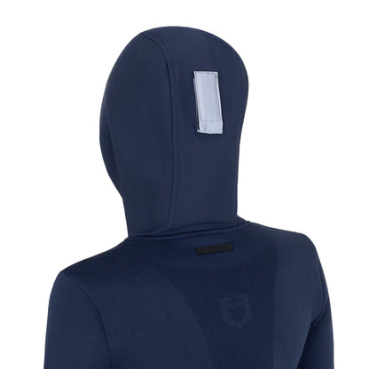 Sudadera técnica de mujer con capucha e insertos de micromalla Equestro - Navy Blazer