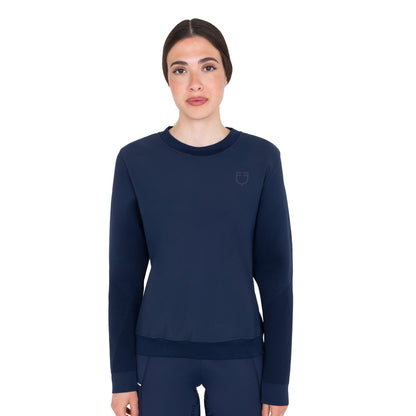 Sudadera técnica de mujer con cuello redondo y insertos de micro malla Equestro