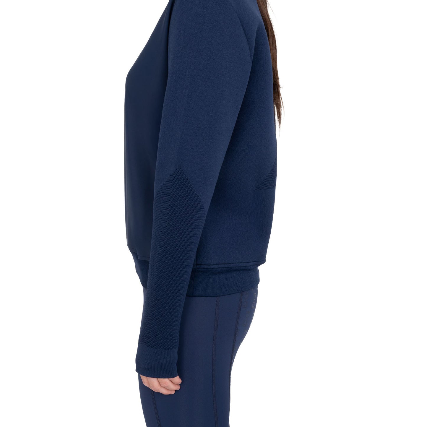 Sudadera técnica de mujer con cuello redondo y insertos de micro malla Equestro - Navy Blazer