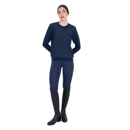 Sudadera técnica de mujer con cuello redondo y insertos de micro malla Equestro - Navy Blazer