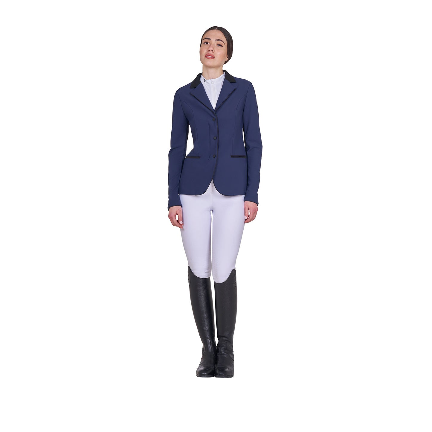 Chaqueta de mujer de concurso con cremallera y botones Equestro - Navy Blazer