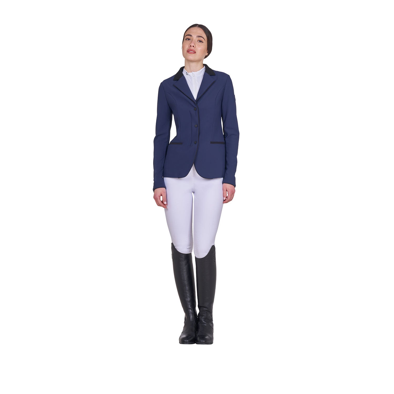 Chaqueta de mujer de concurso con cremallera y botones Equestro - Navy Blazer