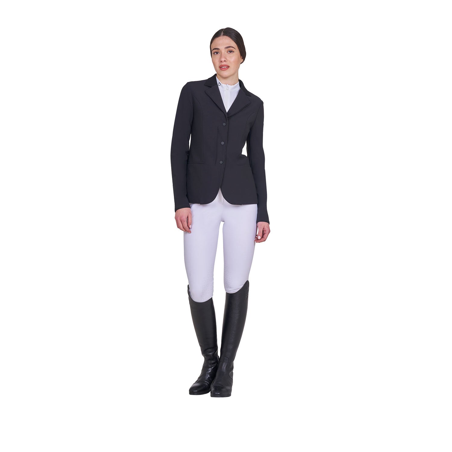 Chaqueta de mujer de concurso con cremallera y botones Equestro - Negro
