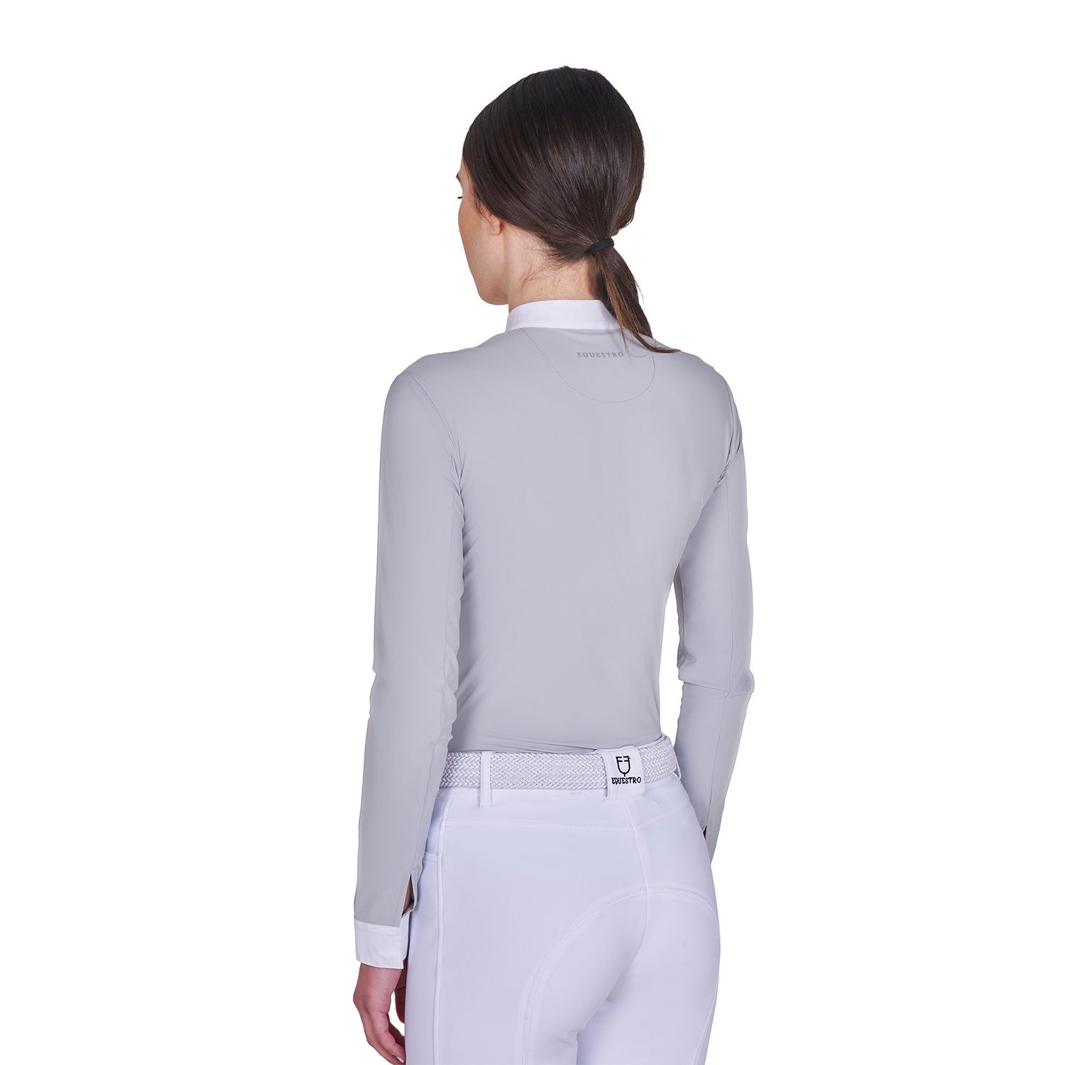 Polo de mujer de concurso de manga larga y cremallera Equestro - Harbor Mist