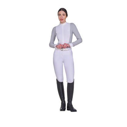 Polo de mujer de concurso de manga larga y cremallera Equestro - Harbor Mist