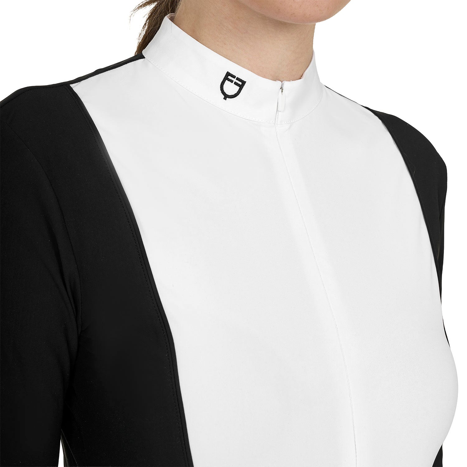 Polo de mujer de concurso de manga larga y cremallera Equestro - Negro