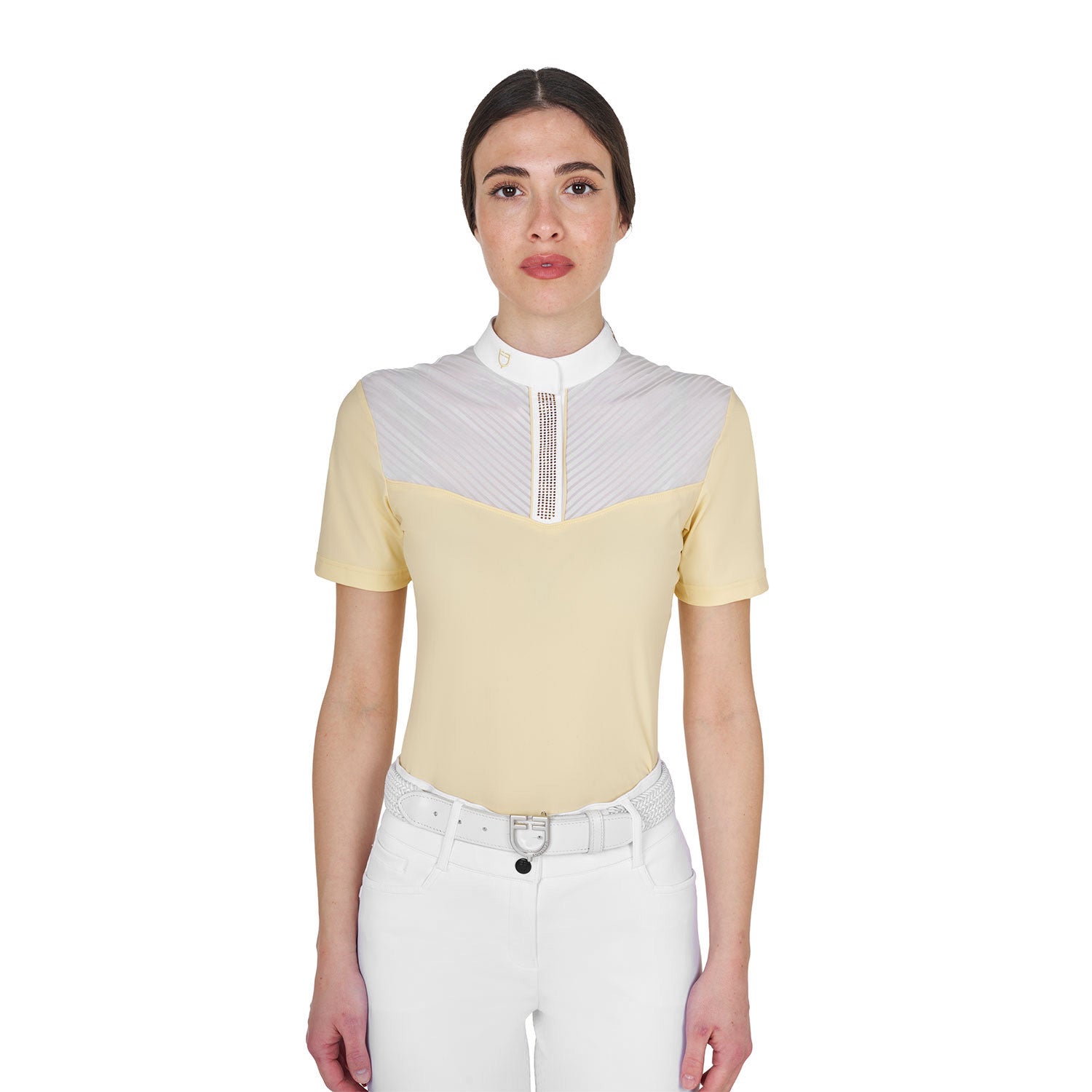 Polo concurso mujer slim fit con insertos en tejido tipo seda Equestro