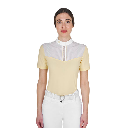 Polo concurso mujer slim fit con insertos en tejido tipo seda Equestro