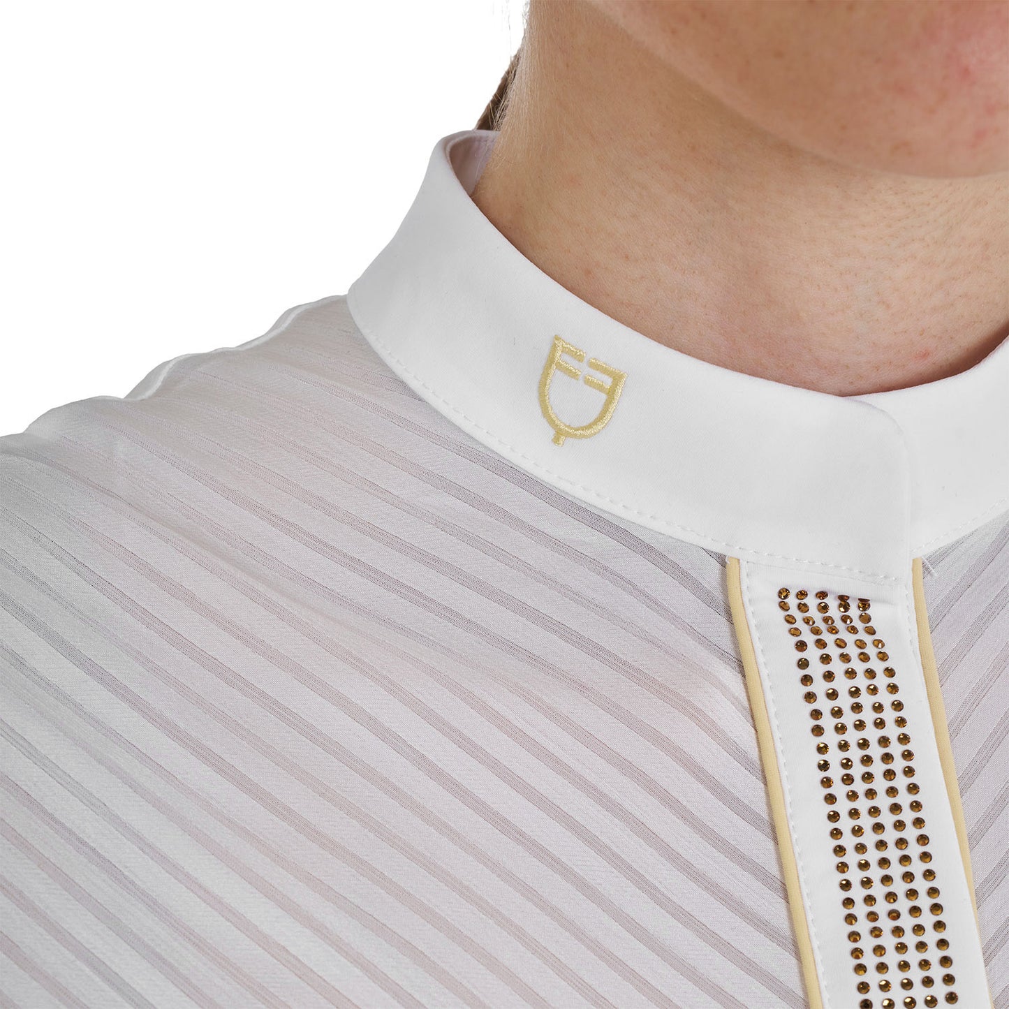Polo concurso mujer slim fit con insertos en tejido tipo seda Equestro - Sunlight