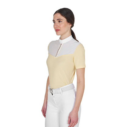 Polo concurso mujer slim fit con insertos en tejido tipo seda Equestro - Sunlight
