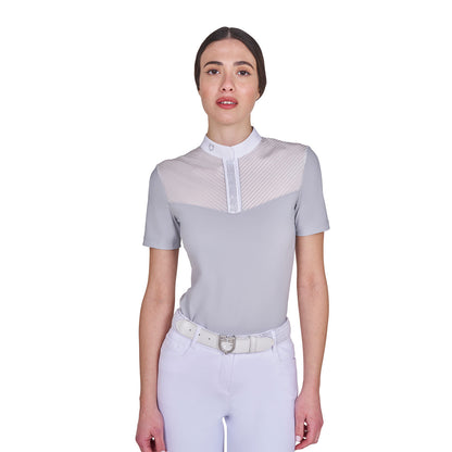 Polo concurso mujer slim fit con insertos en tejido tipo seda Equestro - Harbor Mist
