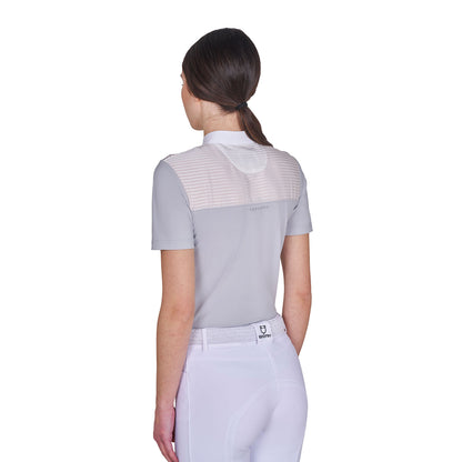 Polo concurso mujer slim fit con insertos en tejido tipo seda Equestro - Harbor Mist